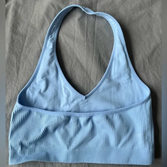 Light Blue Ribbed Halter Top - Picture 2 of 2